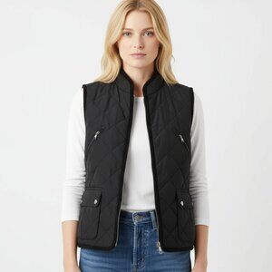 Ralph Lauren Black Quilted Zip Up Sleeveless Utility Vest M